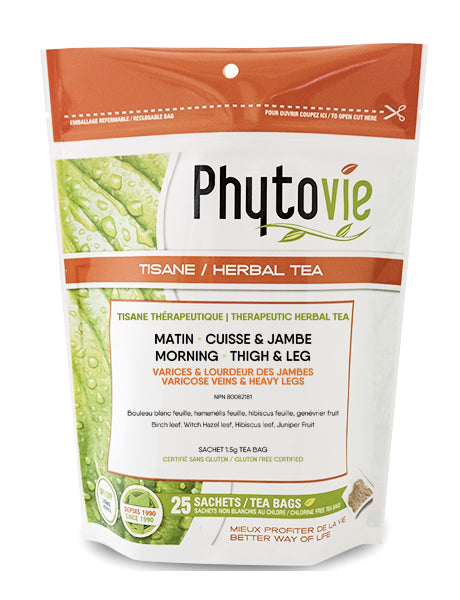 Tisane Matin Cuisse & Jambes - Varices et lourdeur des jambes - Phytovie - 25 sachets